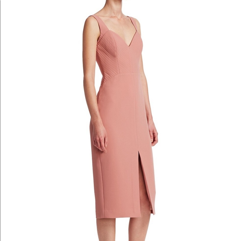 NWT Nicholas Quilted Crepe Midi Dress in Rose SZ 4